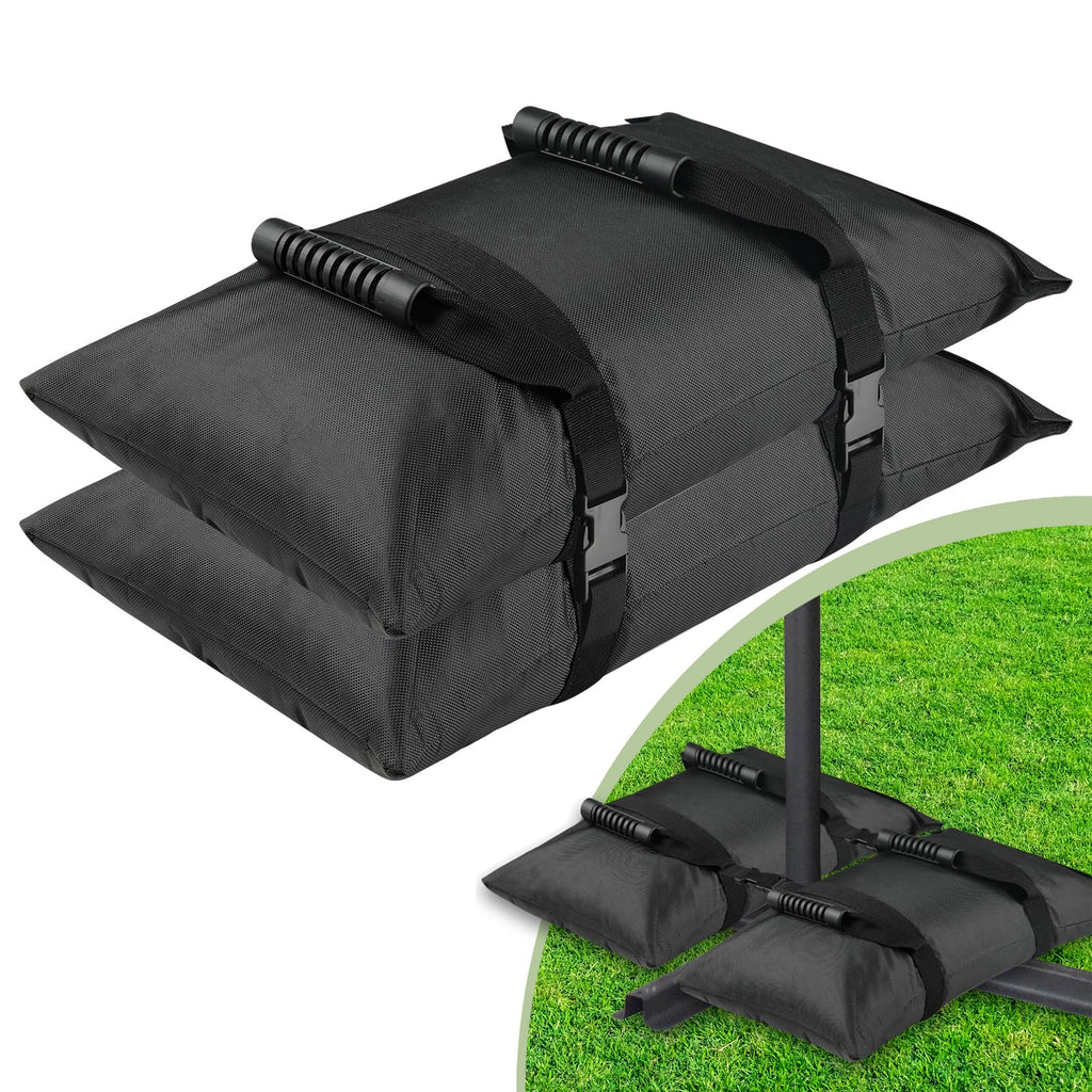 Esmorah Umbrella Base Weights Sand Bags, 2 Pack 45lbs Fillable Weight Bags to Hold Things Down, Black Weighted Base Sandbags for Outdoor Furniture Patio Cantilever Umbrellas Stand (Without Sand)