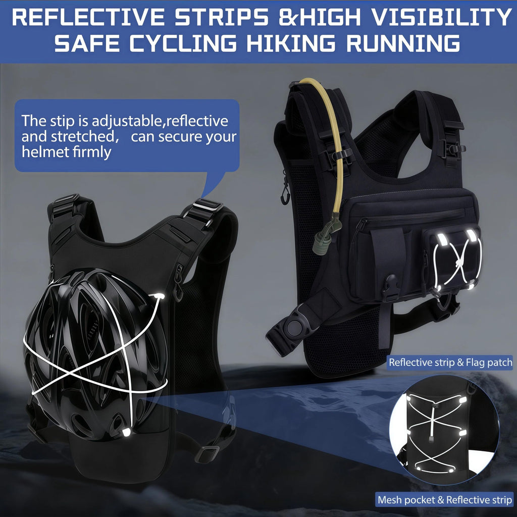 Sling Vest Chest Bag with 2L Water Bladder Gear Holster Running Vest Hydration Backpack Lightweight Adjustable Daypack Reflective Bag for Hiking Running Cycling Race Marathon for Women Men