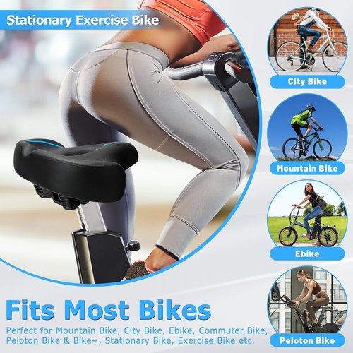 CDYWD Oversized Bike Seat - Extra Wide Comfort Cushion for Men & Women | Soft Padded Replacement Saddle for Peloton, Cruiser, Ebike
