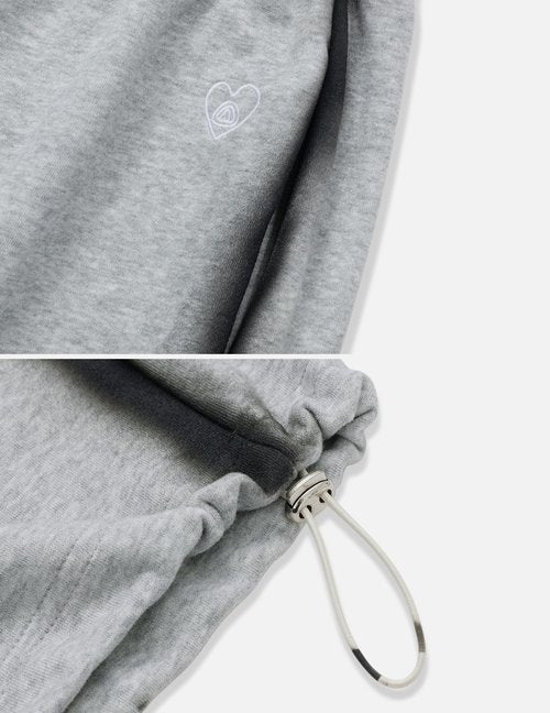 Aelfric Eden Wide Leg Sweatpants Women Baggy Graffiti Heart Lounge Pants with Pockets Grey Small