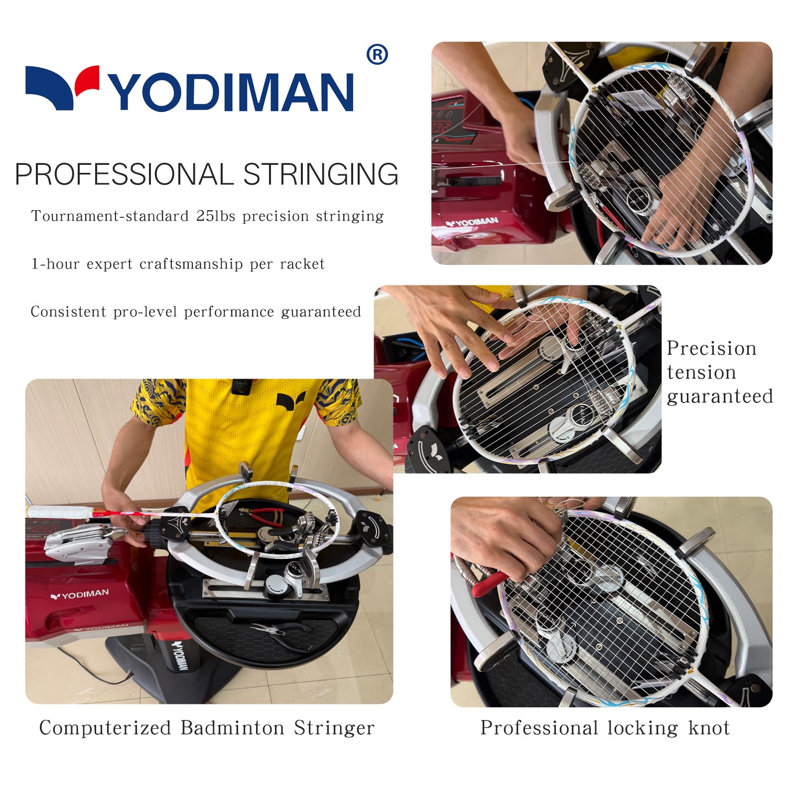 YODIMAN Single Professional Badminton Racket for Advanced Players - 50T Graphite Carbon Fiber with Aerodynamic Frame, Pre-Strung 26lbs, Ultra-Light 5U for Club & Tournament