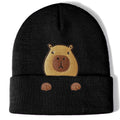 Capybara Embroidered Knit Beanie - Funny Capybara Gift for Women & Men, Variation Black1