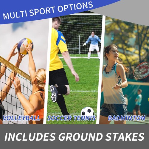 FLITURE Badminton Net - Height Adjustable Portable Pickleball & Volleyball Net - 10 FT Wide Foldable Soccer Tennis Net with Poles for Kids Backyard Games Indoor Outdoor Use