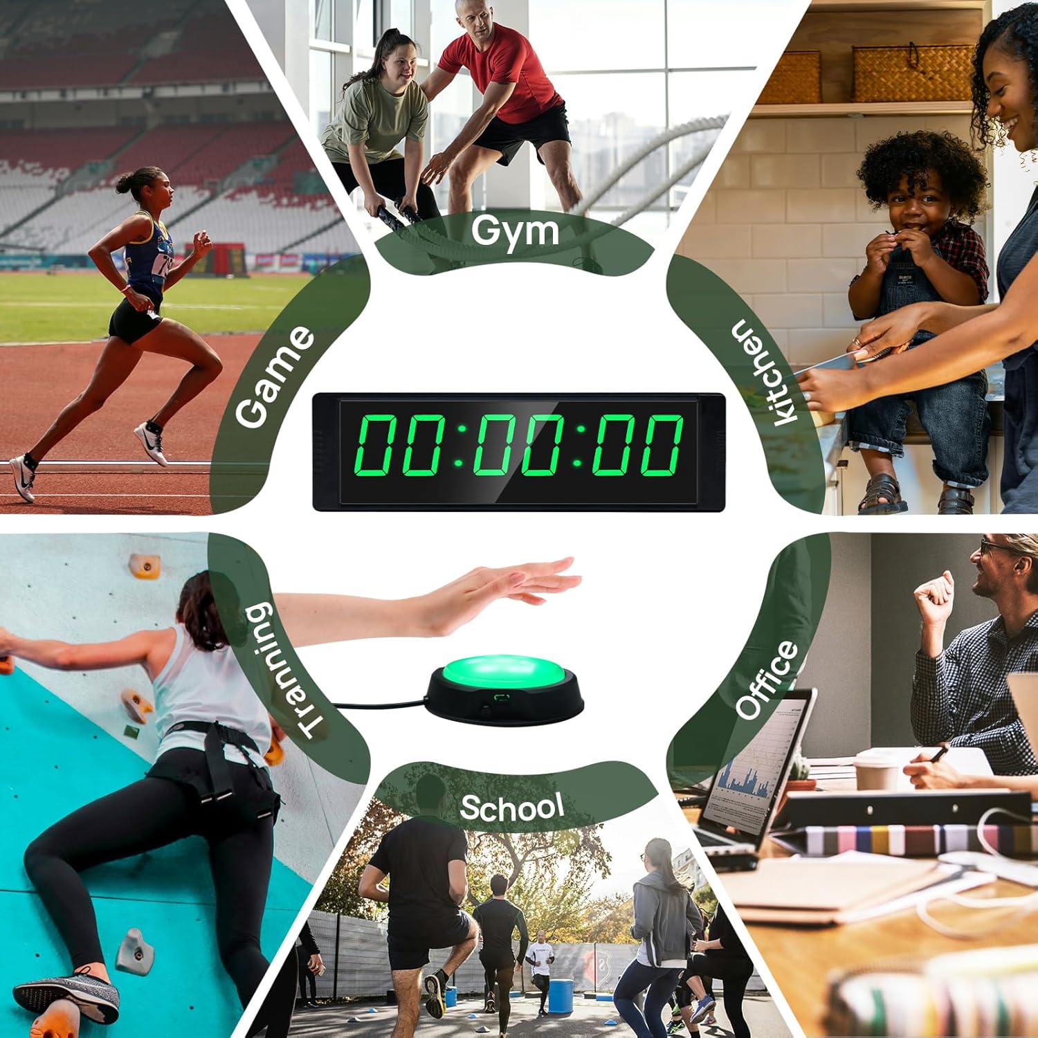 YZ Gym Clock - Digital Workout Timer with Remote | Interval Stopwatch & Countdown, 12/24H Display