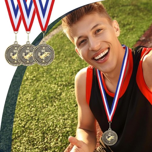 Cunno 48 Pcs Scout Car Derby Medals - Gold Trophies with Neck Ribbons for Team Sports Awards