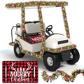gisgfim Christmas Golf Cart Seat Covers 1 Pcs for 1 Person Seats 33ft Christmas Garland with LED Lights Red and Black Checkered Xmas Decorations Golf Cart Decorations Accessories, 51L x 31W Inches