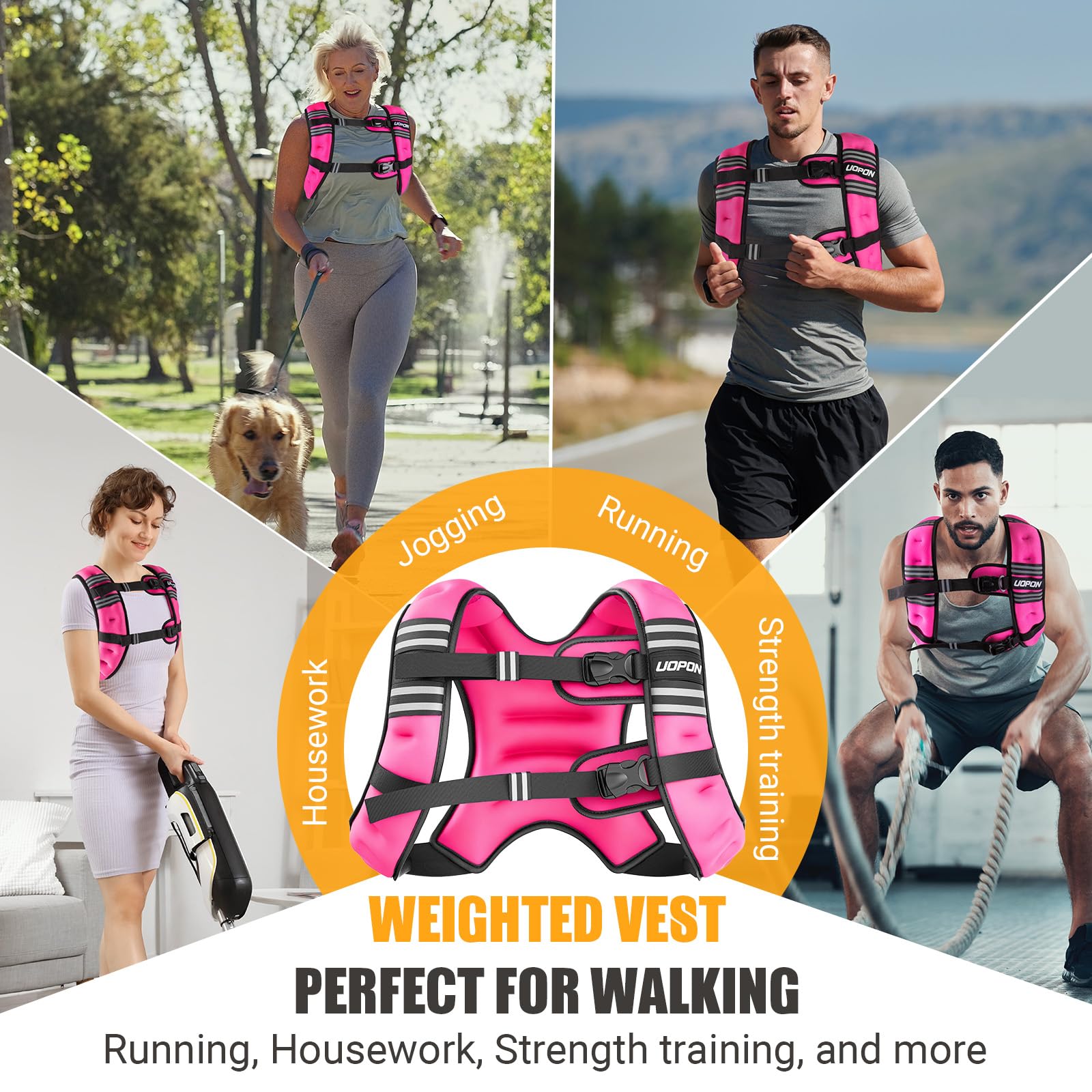 Weighted Vest for Women Men, 10 lb Weight Vest for Walking with Reflective Stripe and Adjustable Buckle Straps, Body Weights for Osteoporosis, Running, Strength Training and Weight Loss