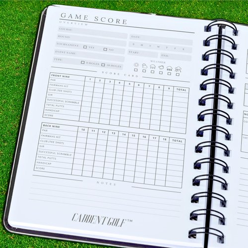 CADDENT GOLF Log Book - Wire-Bound Golf Notebook and Golf Scorecard Book - Golf Journal & Log Book - 150 Pages (Scorecard Book, Hardcover)