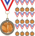 Libima 12 Pcs Religious Award Medals - Cross Medals with Neck Ribbons for Kids' Trophy Gifts