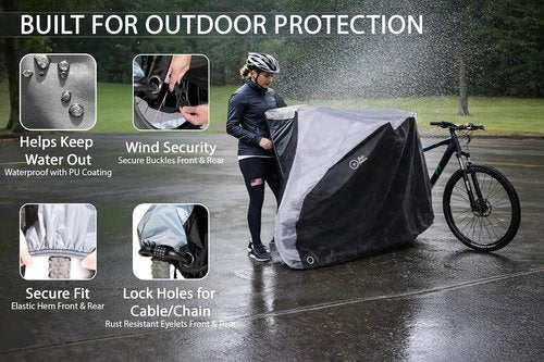 Bicycle Cover Waterproof Outdoor for 1 Bike, 3-Year Warranty, Heavy Duty 420D Ripstop, Anti-UV, Fits Mountain, Road, Cruiser & Standard Bikes up to 29 in, Rain Sun Dust All Weather Proof
