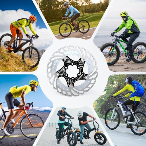 RACEDUE IIIPRO AR68 140mm 160mm 180mm 203mm Floating Bike Disc Brake Rotor with 6 Bolts, Mountain Bike MTB Stainless Steel Aluminum Alloy Bicycle Disc Brakes Rotors for Road Bike/Ebike/BMX (Black)