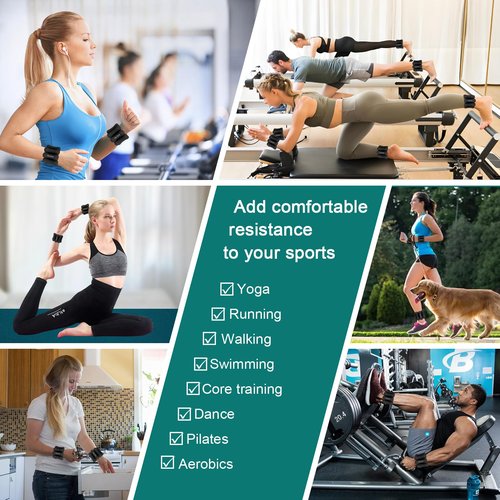 ADLIFE Adjustable Pilates Wrist Ankle Weights for Women, Silicone Arm Leg Weights Set of 2 (1lb Each), Waterproof Exercise Equipments for Yoga, Dance, Barre, Walking, Home Gym, Cardio-Black