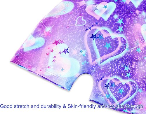 Domusgo Gymnastics Leotards for Girls - Sparkly One-Piece Pro Unitard with Shorts