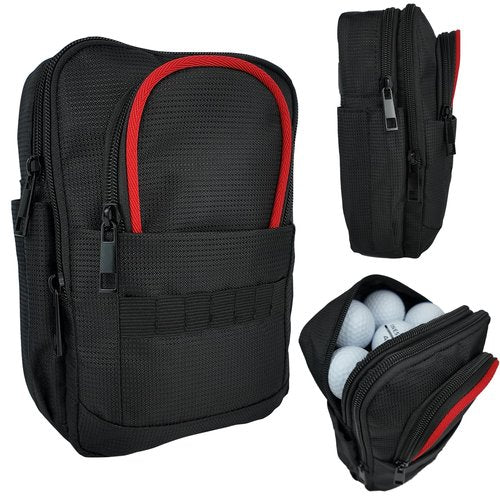Golf Valuables Pouch & Golf Ball Carrier Bag with 3 Zipper Pockets, Holds 20–25 Balls for Tees & Accessories (Men & Women)