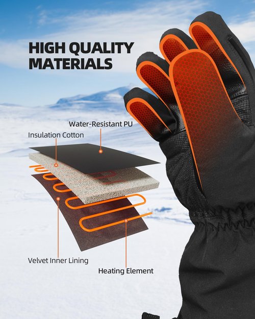 Heated Gloves for Men Women, 7.4V Electric Battery Rechargeable Heated Ski Gloves, Waterproof Touchscreen Heating Gloves for Winter Outdoor Hunting Motorcycle Cycling