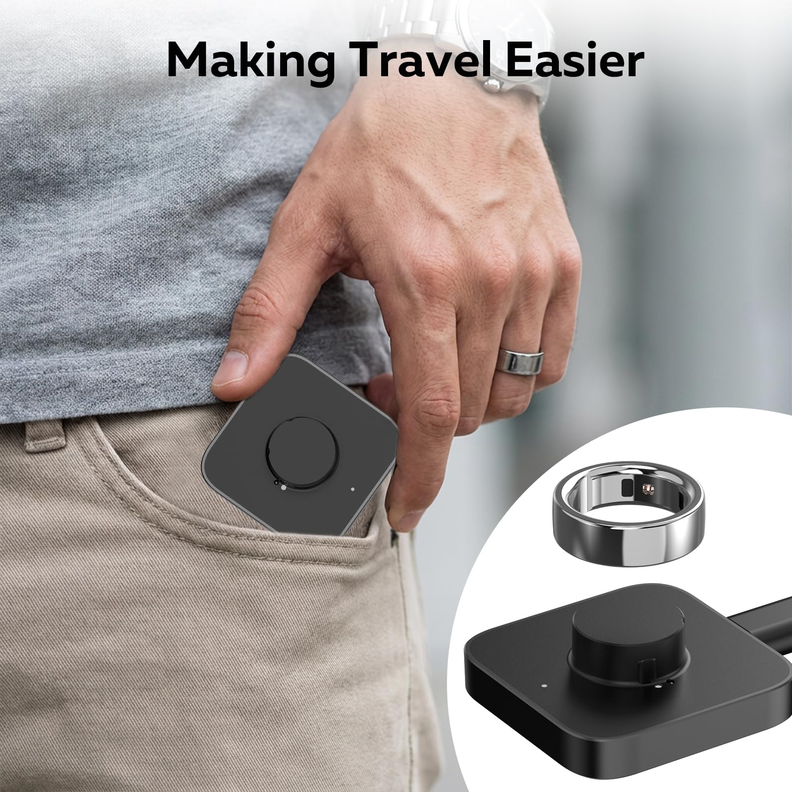 Underhub Compatible with Oura Ring Gen 4 (Size 10) Charger Fast Charging Dock with Infrared Sensing,Auto Stop Protection, Indicator, Non-Slip Base, Charger for Smart Ring Includes 59 Inch USB-C Cable