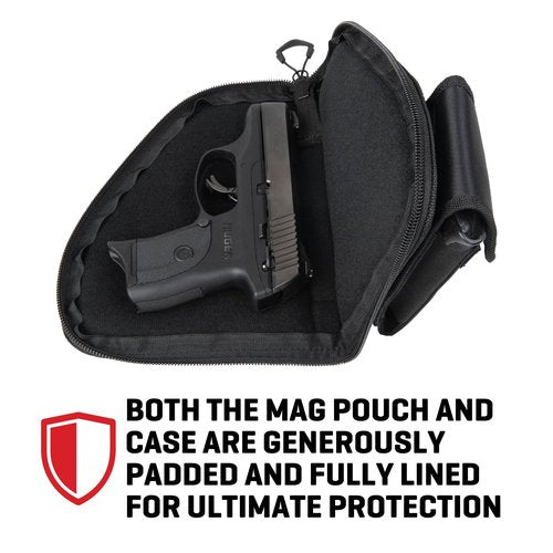 Allen Company Pistol Case with Mag Pouch, Compact Handguns up to 8”, Black