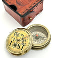 Not All WHO Wander are Lost Engraved Compass - Brass Gift Compass - Gift for Men - 2024 Graduation Day Gift - Birthday, Vintage Brass Pocket Compass with Leather Box
