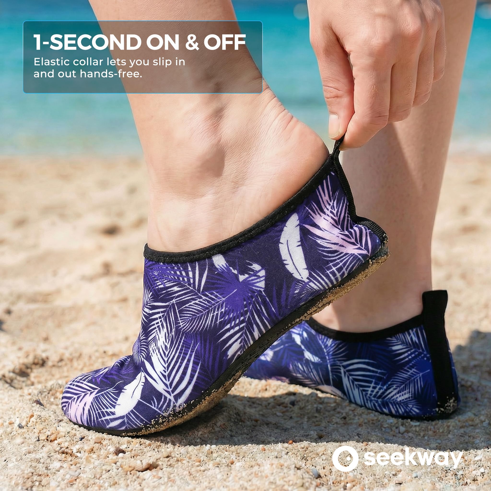 SEEKWAY Water Shoes Women Men Adult Quick-Dry Aqua Socks Barefoot Non Slip for Beach Swim River Pool Lake surf Black SK002(U)