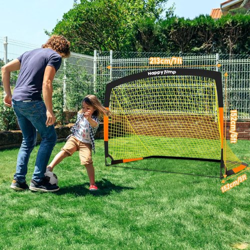 Happy Jump Soccer Goal - Adjustable Sizes 7'x5' to 3'x2.2' | Perfect Soccer Net for Kids' Backyard Fun