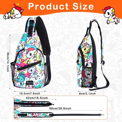 tokidoki Small Sling Bag for Women, Crossbody backpack Chest Bags Sling Daypack Fanny Pack Outdoors Hiking Traveling(Colorful)