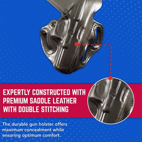 DeSantis Thumb Break Scabbard OWB Holster - Leather, Right Hand Draw, Compatible With GLOCK 19, 19 GEN 5, 19X 23, 32, 45 (With or Without Reflex Sights) - Black