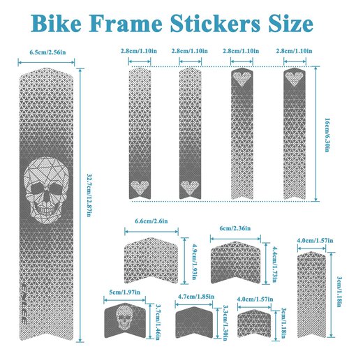 ENLEE Bike Frame Protection Tape, Non-Yellowing Bike Frame Protection Kit, High-Impact Honeycomb Microns PVC Anti-Scratch Protector for MTB/Road/Gravel Bike' Top/Down Tube, Chain Guard, Fork, 11PCS