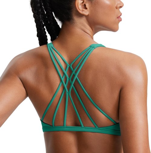 CRZ YOGA Criss Cross Sports Bra - Wireless Medium Support Gym Cami with Strappy Back