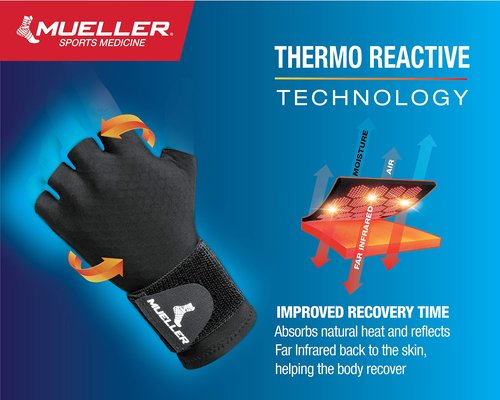 MUELLER Sports Medicine Reversible Compression Glove for Men and Women, Hand & Wrist Pain Relief Support, Ideal for Carpal Tunnel, Arthritis, Fits Right or Left, Black, Large/X-Large