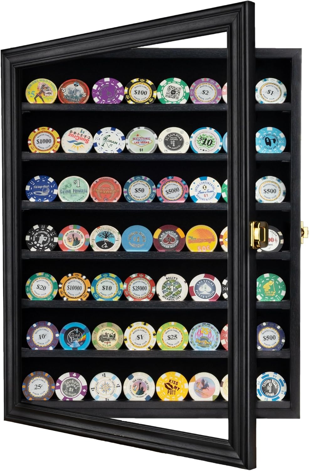Regine Switzerland Military Challenge Coin Display Case - Black Finish with 98% UV Protection | Fits Army, Navy, Air Force, Marine Corps Coins