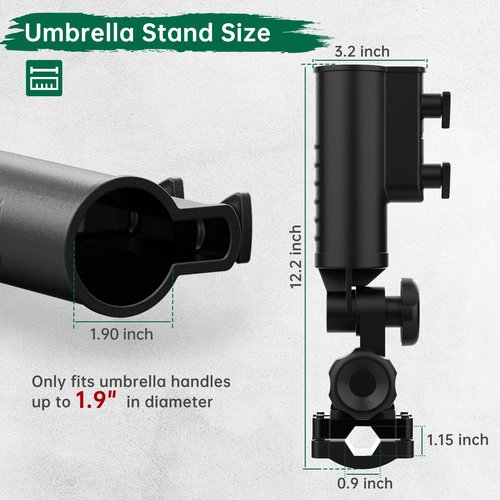 10L0L Heavy Duty Golf Push Cart Umbrella Holder - 180° Adjustable Aluminum Base for Golf Carts, Strollers, Wheelchairs & Bikes | Universal Mounting Design