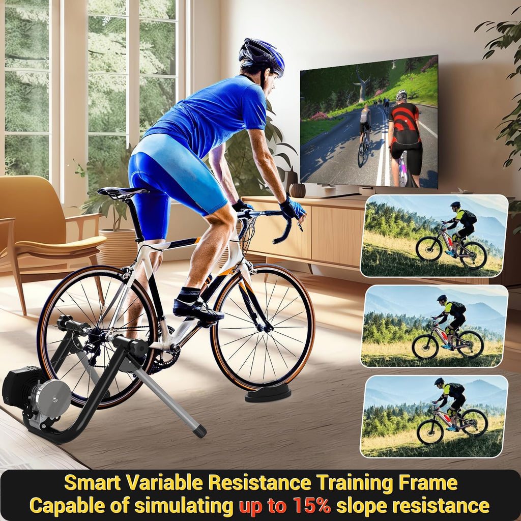 Sportneer Smart Bike Trainer Stand - Compatible with 26-29" & 700C Wheels | Bluetooth & ANT+ for Zwift & Rouvy AR