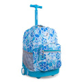 J World Sunrise Kids Rolling Backpack with Wheels for Girls Boys, Roller Bookbag for School, 18 x 13 x 9 Inches, Blue Vine