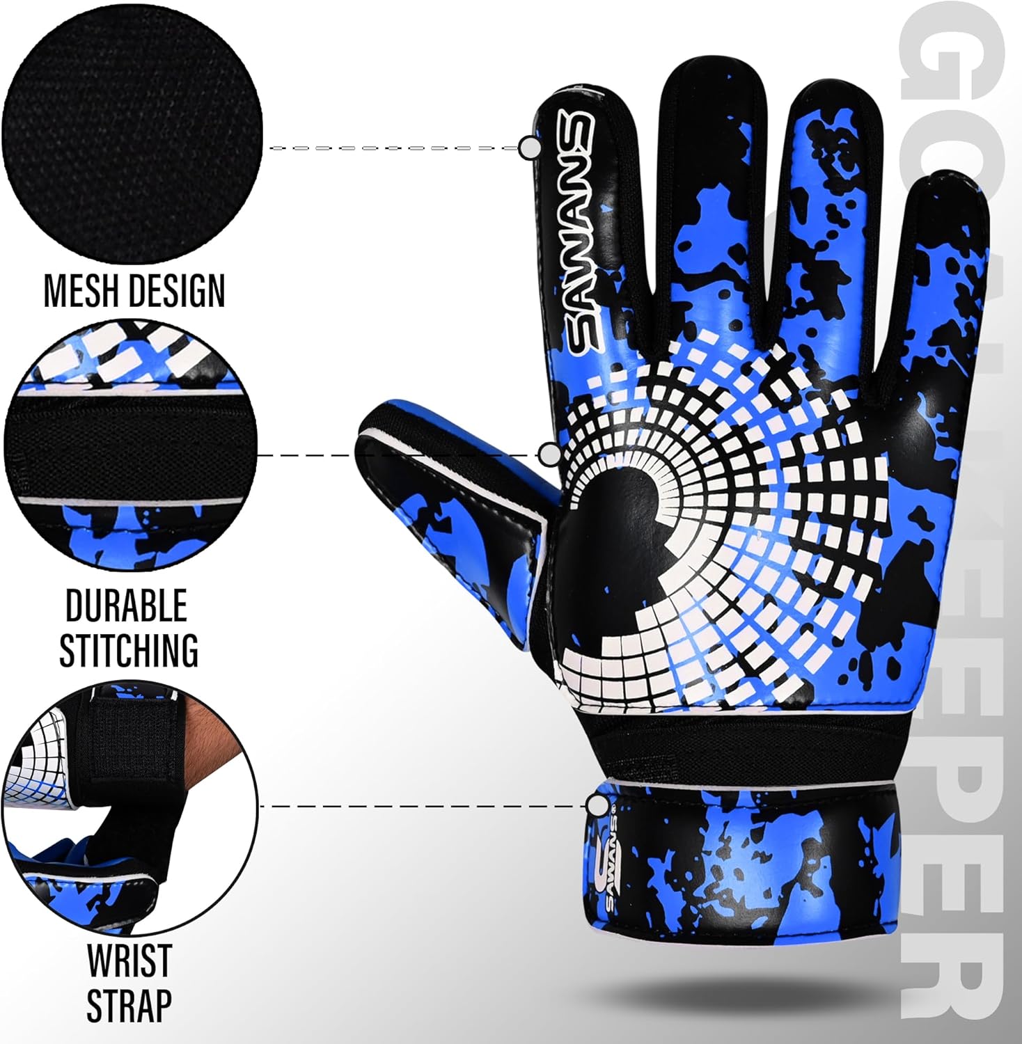 SAWANS Soccer Goalkeeper Gloves - Strong Grip & Wrist Support for Kids & Adults | Anti-Slip Design