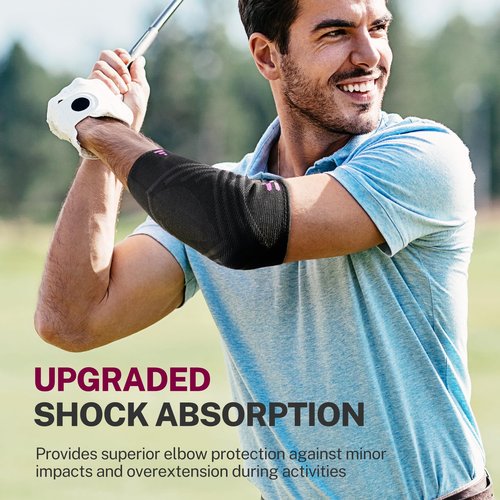 Fitomo Tennis Elbow Brace for Men Women with 2 Contoured Gel Pads, Breathable Knitted Fabric, Non Slip, Compression Sleeve for Golfer's, Tennis Elbow Pain Relief, 1 Pack, Size M
