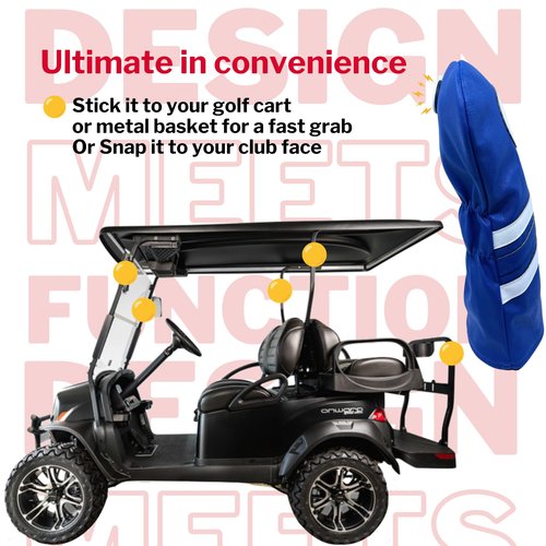 Madson Golf Cart Magnet Headcovers - Club Covers for Clubs, with Rubber Magnet for Secure Positioning and Quick Access, Magnetic Golfing Accessories, Cart Accessories (3 Wood - Blue and White)