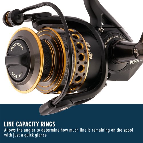 PENN Battle Spinning Fishing Reel, Black, 2500