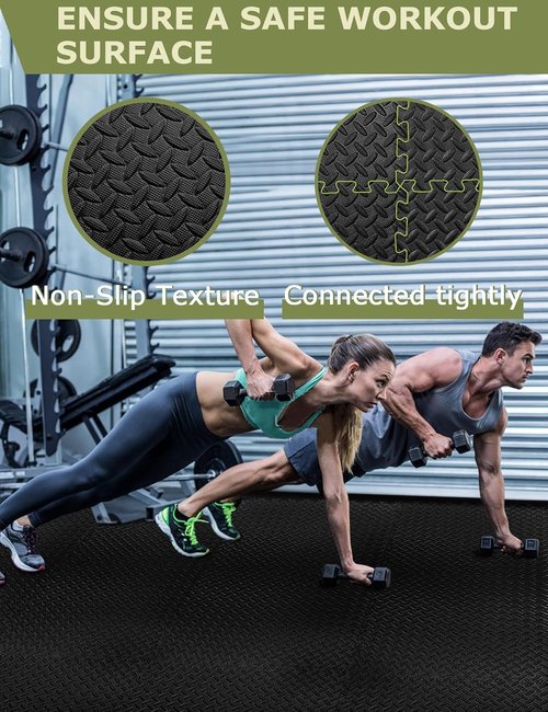 Innhom Gym Flooring Tiles - Durable Foam Exercise Mats for Home Gym | 12/24/48 Tiles Available