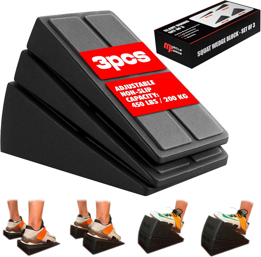 Squat Wedge Block - Heel Elevated Squat Platform for Deep Squats & Ankle Mobility | 4-Angle Adjustable Slant Board, 440 lbs Capacity