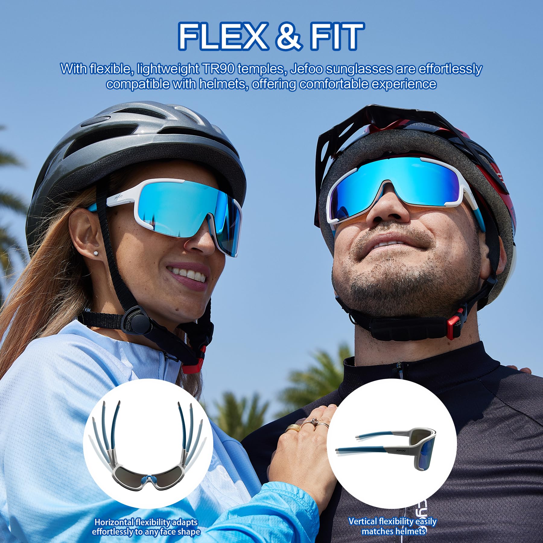 Jefoo Cycling Sunglasses for Women Men UV Protection Running Baseball MTB Biking Shades Sports Glasses