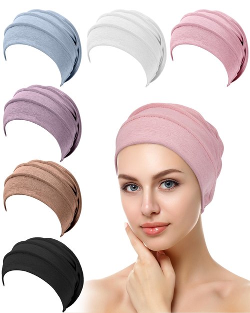 Geyoga 6 Pieces Slouchy Beanies Hats for Women Winter Chemo Headwear Caps Warm Polyester Cancer Turban Hats Stretchy Sleeping(Mixed Color)