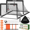 Bearwill Soccer Goal - Portable Kids Soccer Goals Set of 2 | 4x3ft Pop Up Net with Training Equipment