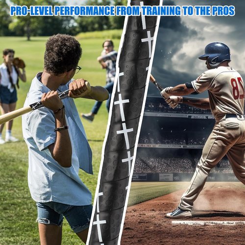 Cross Baseball Bat Grip Tape - 1.75mm Precut Full Adhesive Wraps for Enhanced Thickness & Unique Design