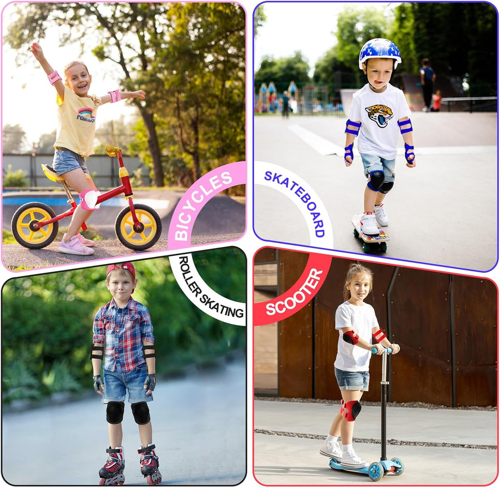 Skiennix Knee Pads for Kids 3-14 Years - 3-in-1 Set with Elbow Pads & Wrist Guards for Biking, Scooting, & Skating