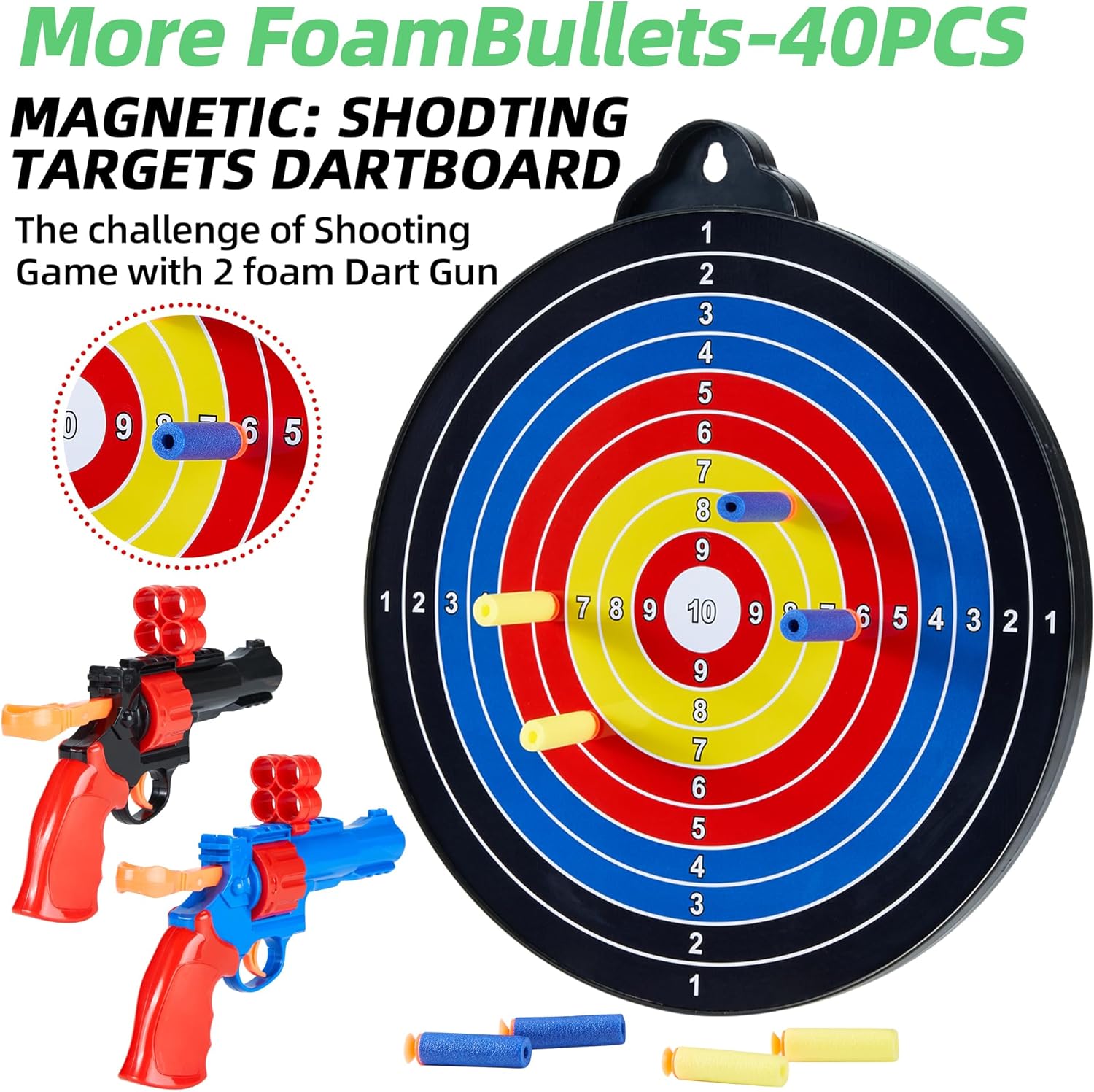 Skiennix 2-in-1 Double-Sided Magnetic Dart Board - Safe Dart Game Set for Kids & Adults | Includes 12 Darts & 12 Sticky Balls