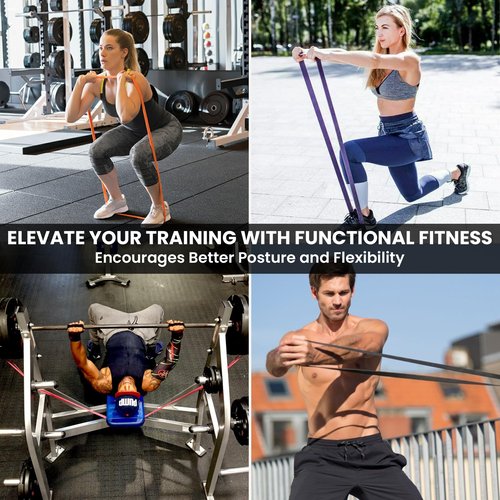 Functional Fitness Pull Up Assist Resistance Bands | Heavy Duty Exercise Bands for Powerlifting, Mobility, and Stretching | Travel Friendly Resistance Bands for Workout (Black 7/8" 30-50 lbs.)