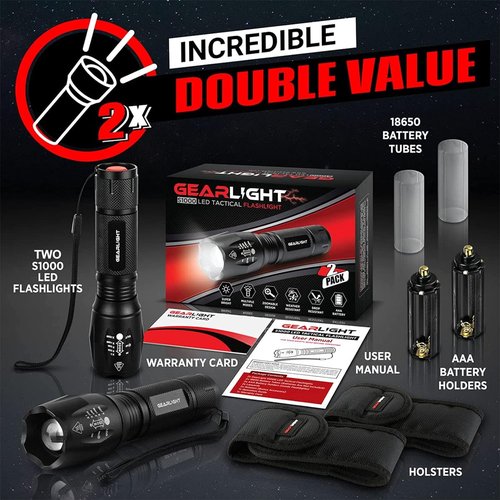 **Skiennix LED Flashlight - High Lumens Mini Tactical 2-Pack with 5 Zoomable Modes | Compact for Camping & Emergency**