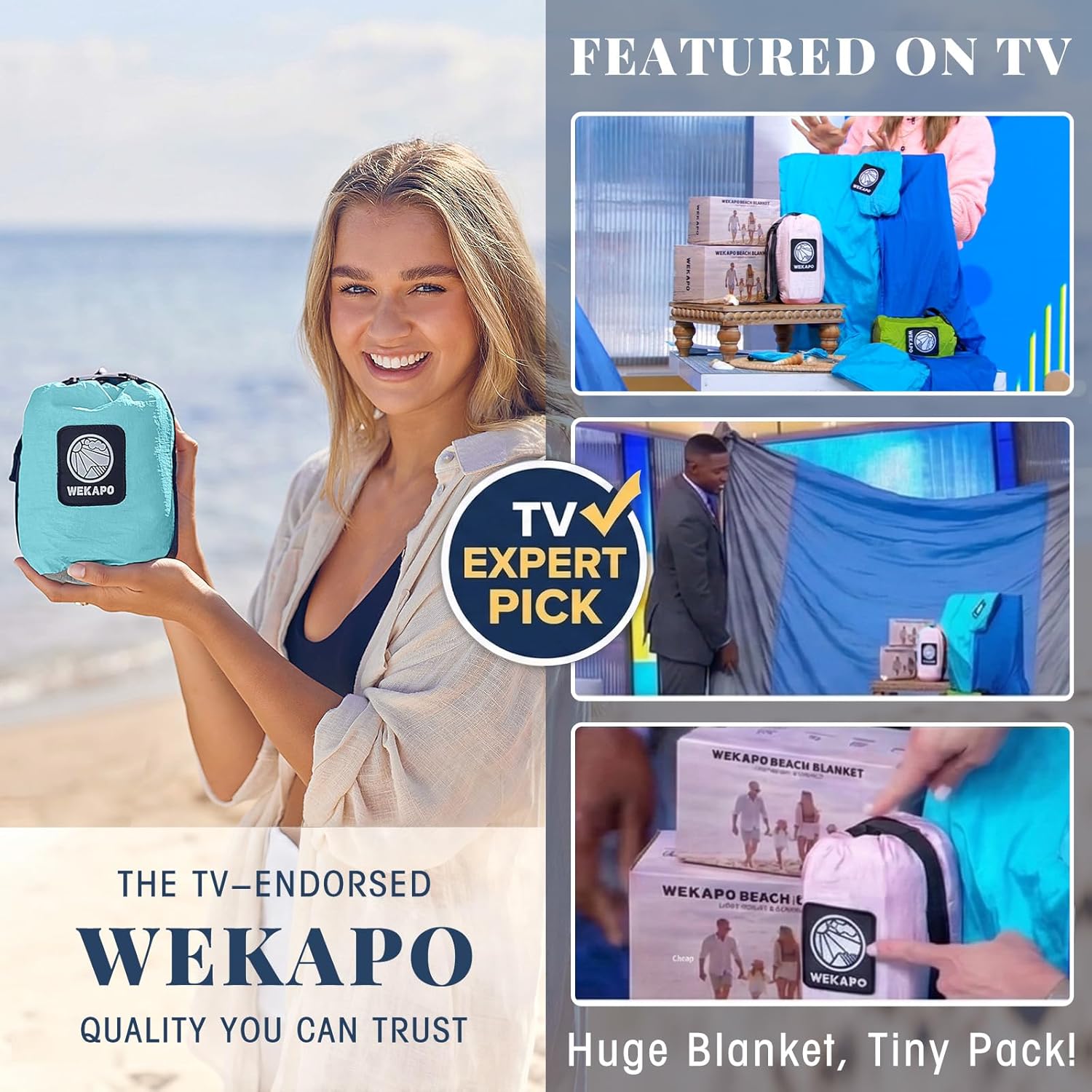 WEKAPO Beach Blanket - Extra Large Sandproof & Waterproof Mat | Quick Drying for Vacation & Camping
