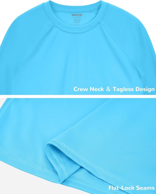 Boys Rash Guard Long Sleeve UPF 50+ Kids Swim Shirts Youth Quick Dry Sun Water Shirt for Fishing