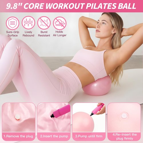 NANATI Pilates Kit 19PCS,Pilates Essentials Kit for Women,Pilates Equipment with 14.5" Pilates Ring and Ball,8 Resistance Bands,Ankle Weights,Sliders & Grip Socks Accessories for Starter Home Workouts